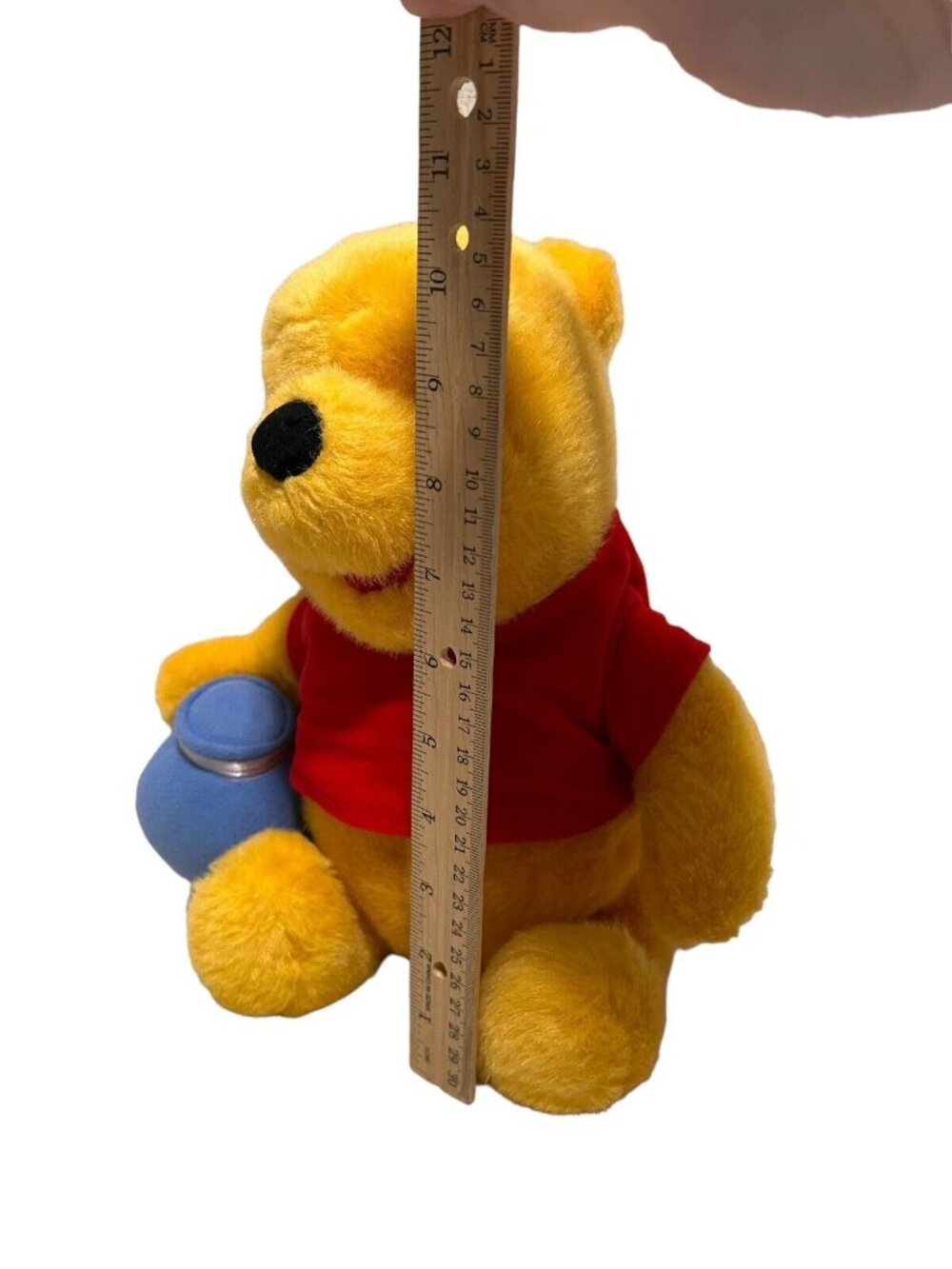 DISNEY Vintage Winnie-the-Pooh With Honey Pot Plush 10” Red Shirt - Picture 10 of 13